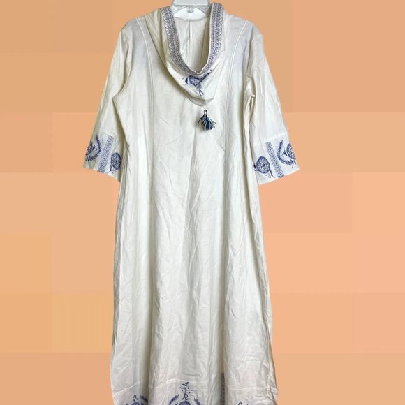 Soft Surroundings Hooded Embroidered Maxi Dress Beach Cover-Up Hoodie - Picture 2 of 11